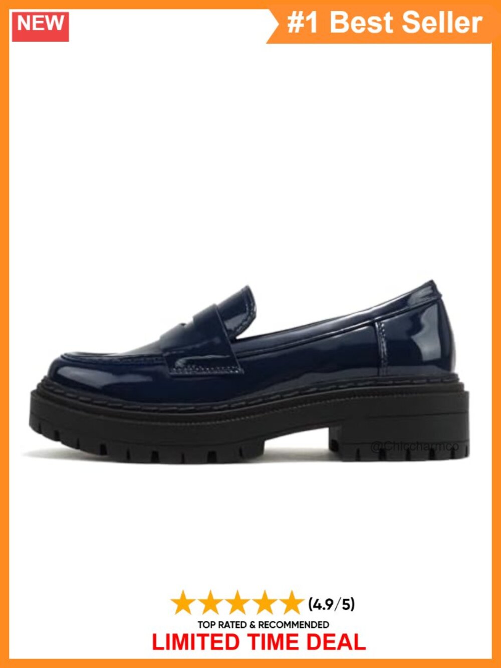 Platform Penny Loafer Slip On Lug Sole Stitched Detail